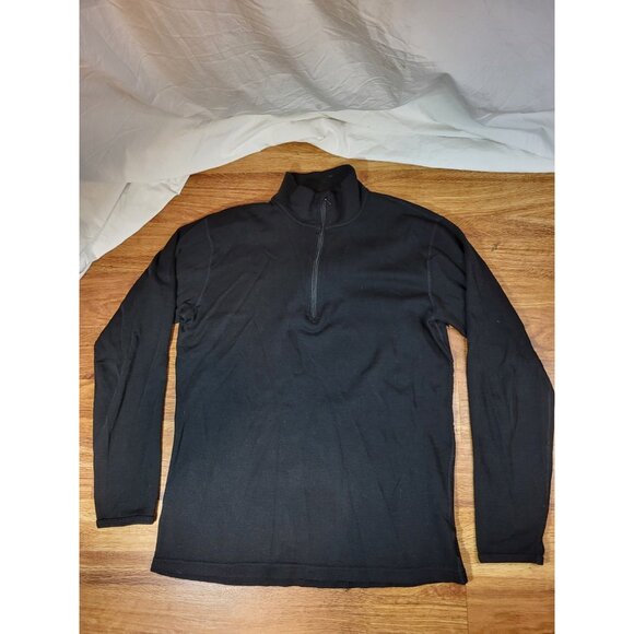Minus33 Men's M Isolation 1/4 Zip Top Black 100% Merino Wool Midweight Hiking - Picture 1 of 6